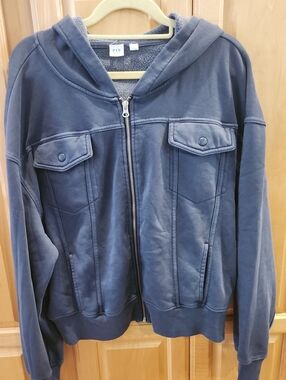 GAP Women's Hooded Zip Jacket in Slate Blue